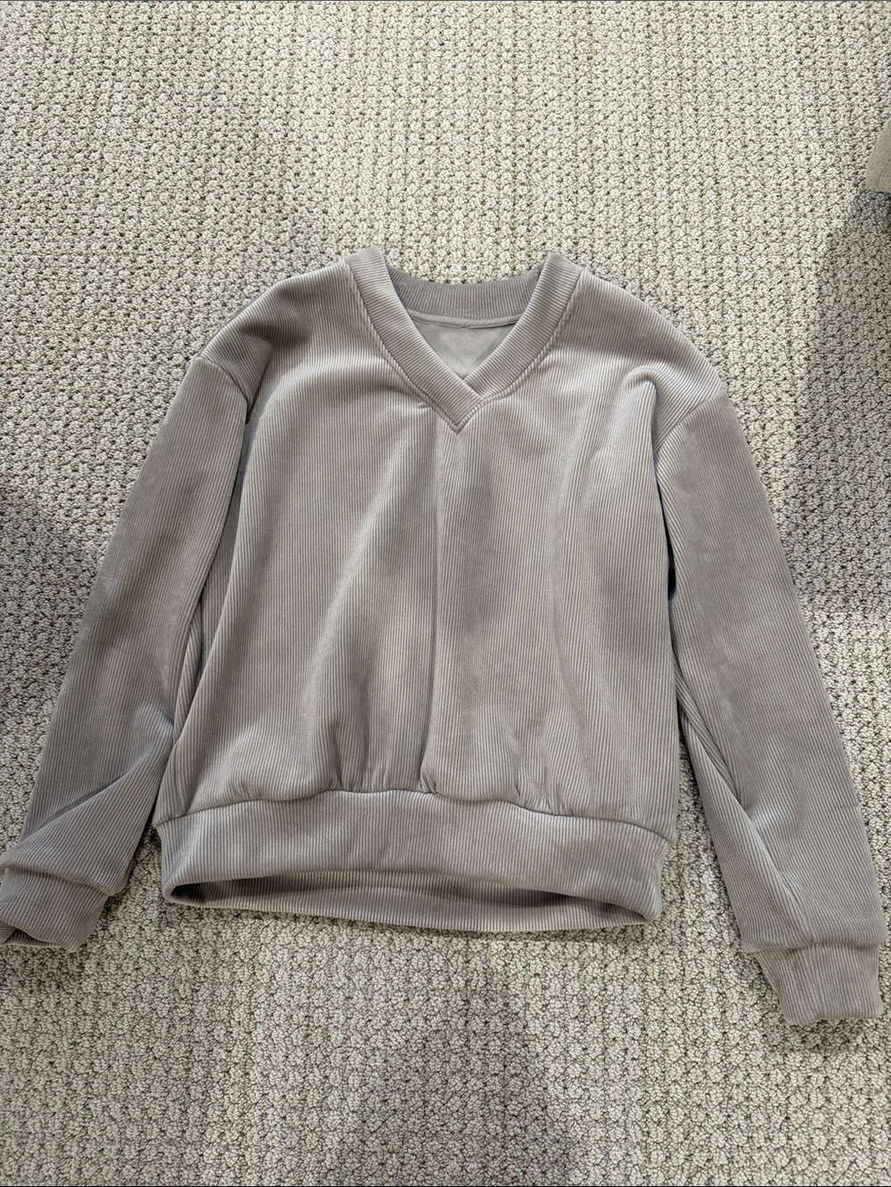 Cozy V-Neck Relaxed Sweatshirt - Taupe